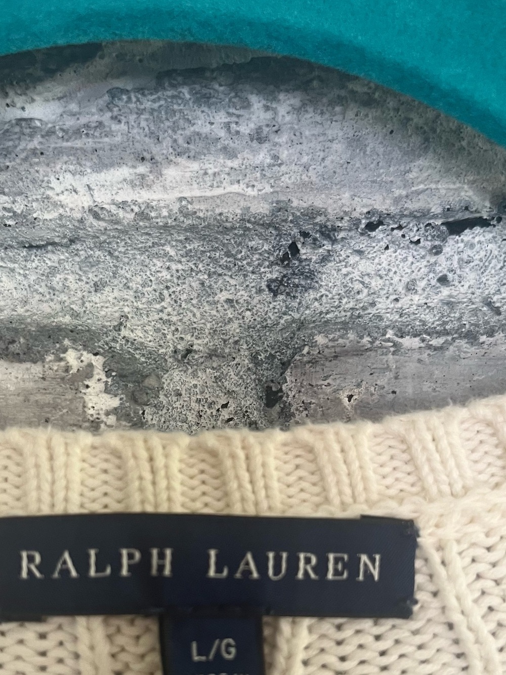 Ralph Lauren Cream Cable V-Neck Sweater Polo Emblem 100% Cotton smoke & pet free - Picture 3 of 7
